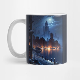 Cityscape at Night - Oil paint Mug